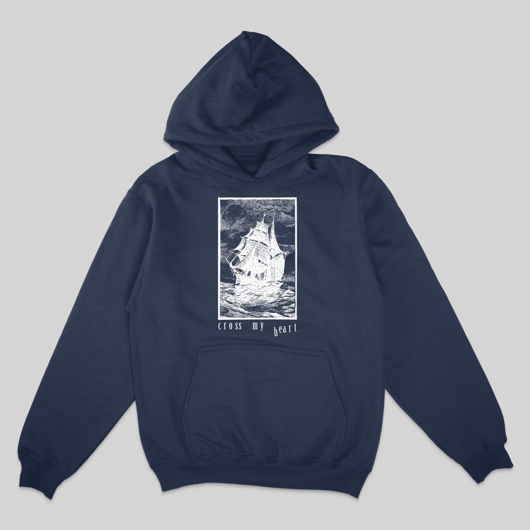 Cross My Heart: Shipwrecked: Pullover Hooded Sweatshirt Navy