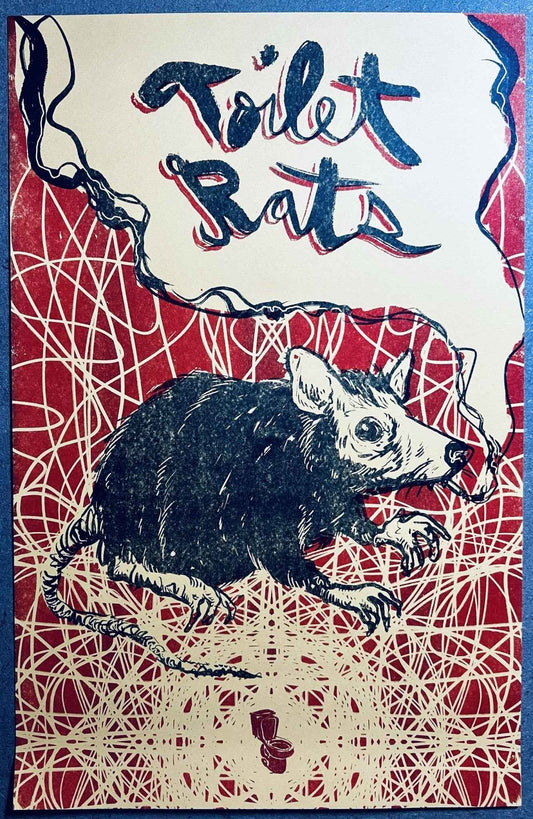 Toilet Rats Screen Printed Poster Yellow Paper