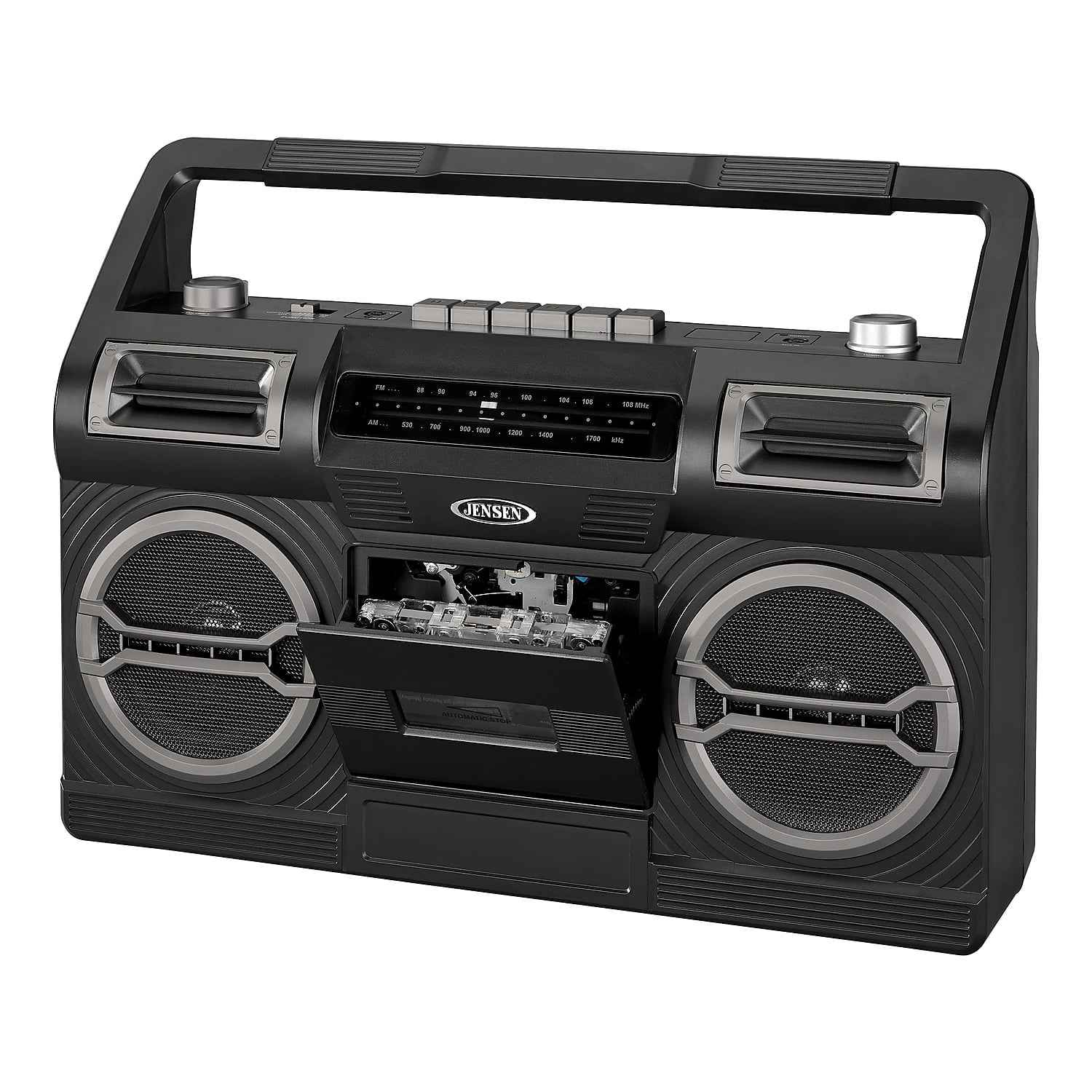 Jensen Cassette Tape Boombox: Black, MCR-500