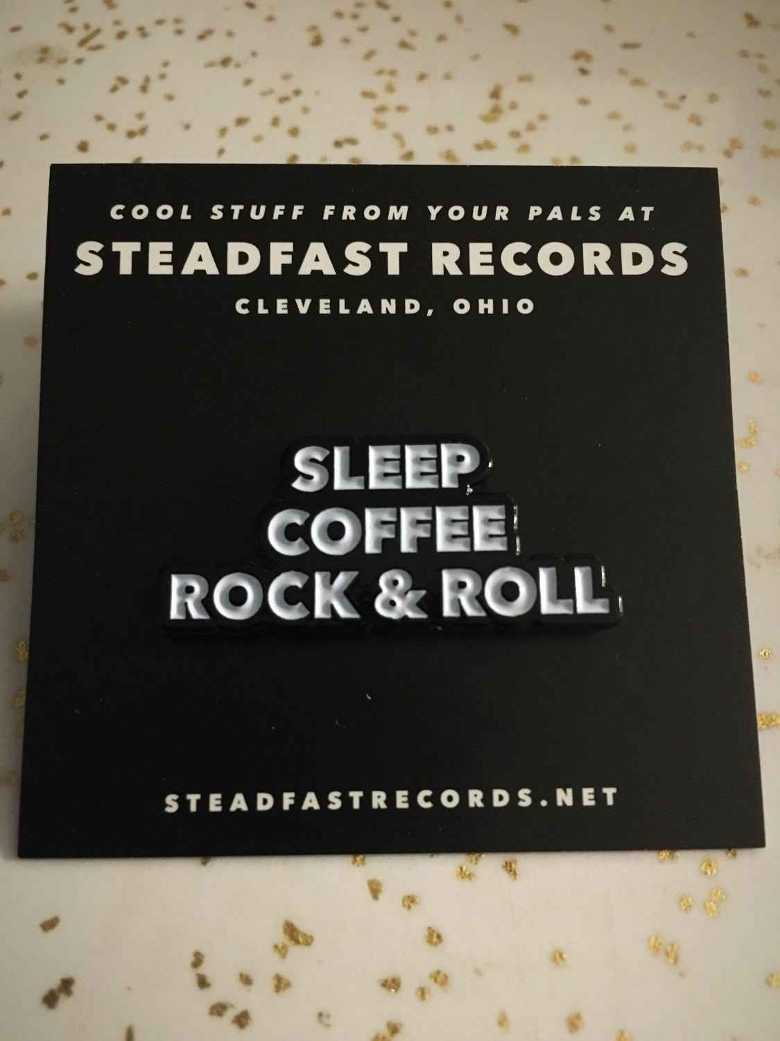 Sleep, Coffee, Rock & Roll 1.25" Enamel Pin