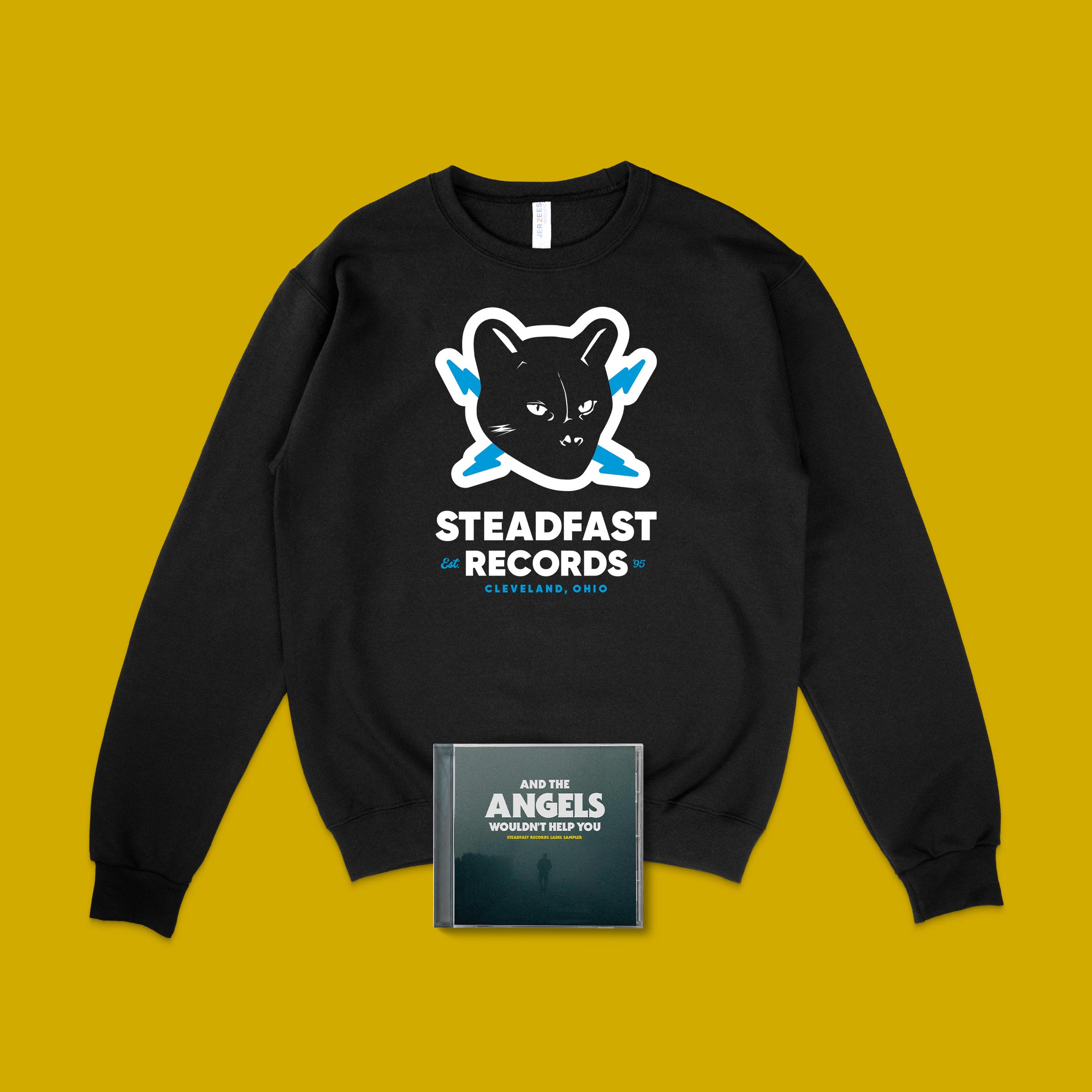 Steadfast Records: Classic Cat Logo: Unisex Crewneck Sweatshirt w/FREE CD