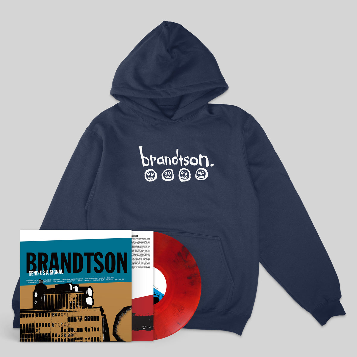 Brandtson: Send Us A Signal: Vinyl LP & Hoodie Bundle Navy Red Smoke ( 250)