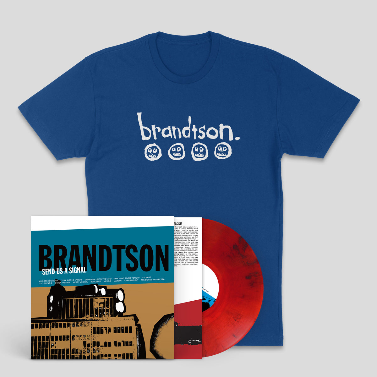 Brandtson: Send Us A Signal: Vinyl LP & T-Shirt Bundle Cool Blue Red Smoke ( 250)