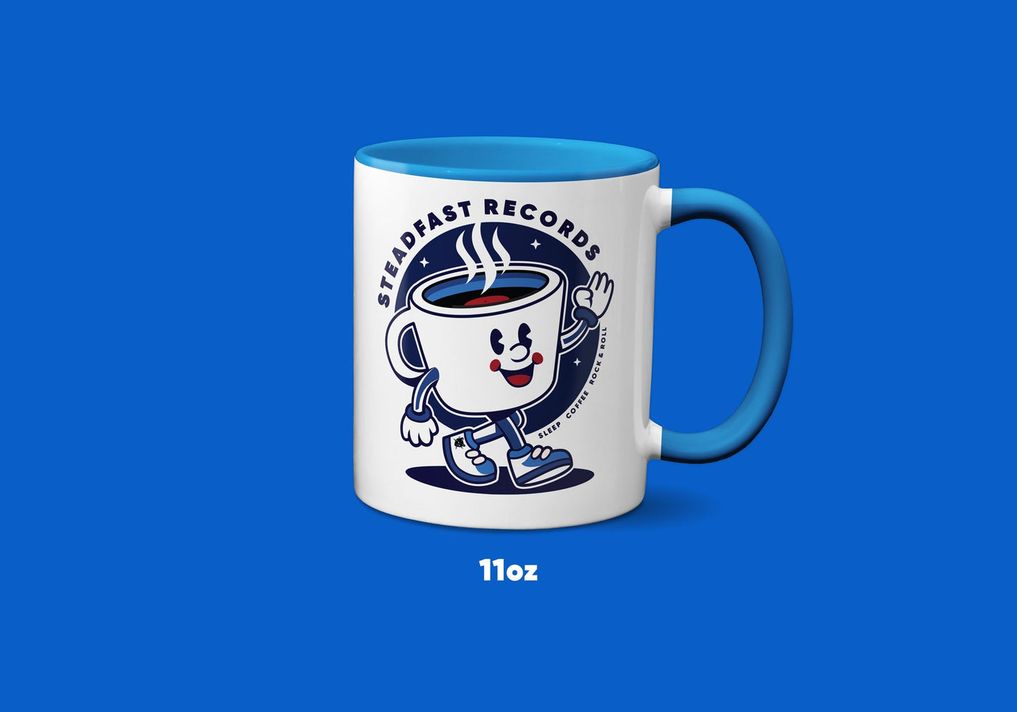 Espresso Bud Ceramic Coffee Mug 11 oz Blue Accent