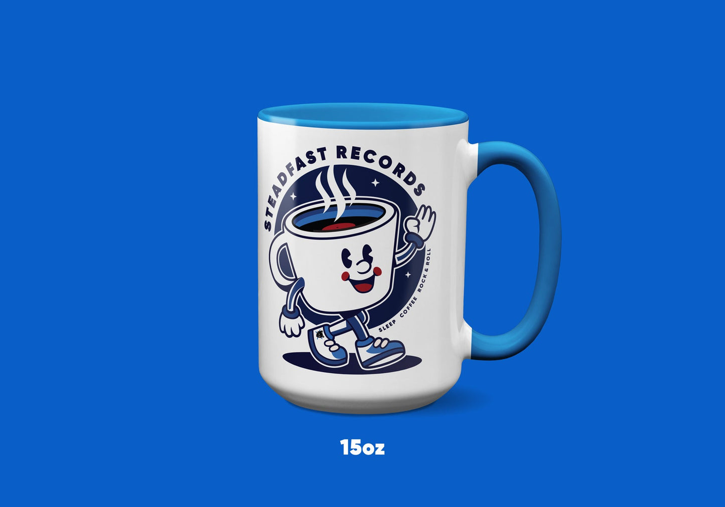 Espresso Bud Ceramic Coffee Mug 15 oz Blue Accent