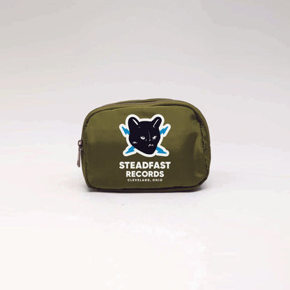 Steadfast Records Fanny Pack Cross Body Sling Bag Olive Steadfast Records Cat Logo