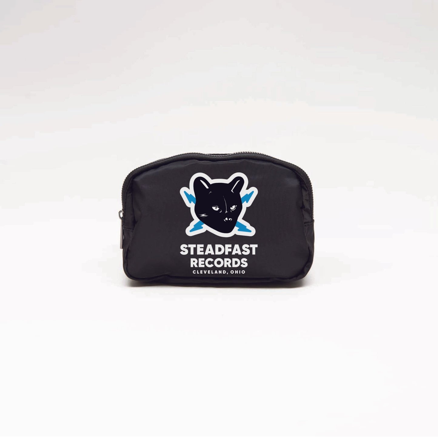Steadfast Records Fanny Pack Cross Body Sling Bag Black Steadfast Records Cat Logo