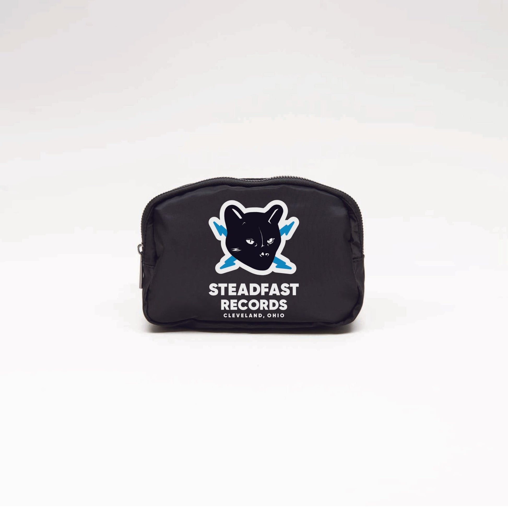 Steadfast Records Fanny Pack Cross Body Sling Bag Black Steadfast Records Cat Logo