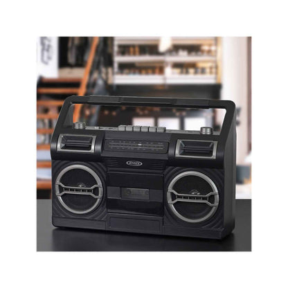 Jensen Cassette Tape Boombox: Black, MCR-500
