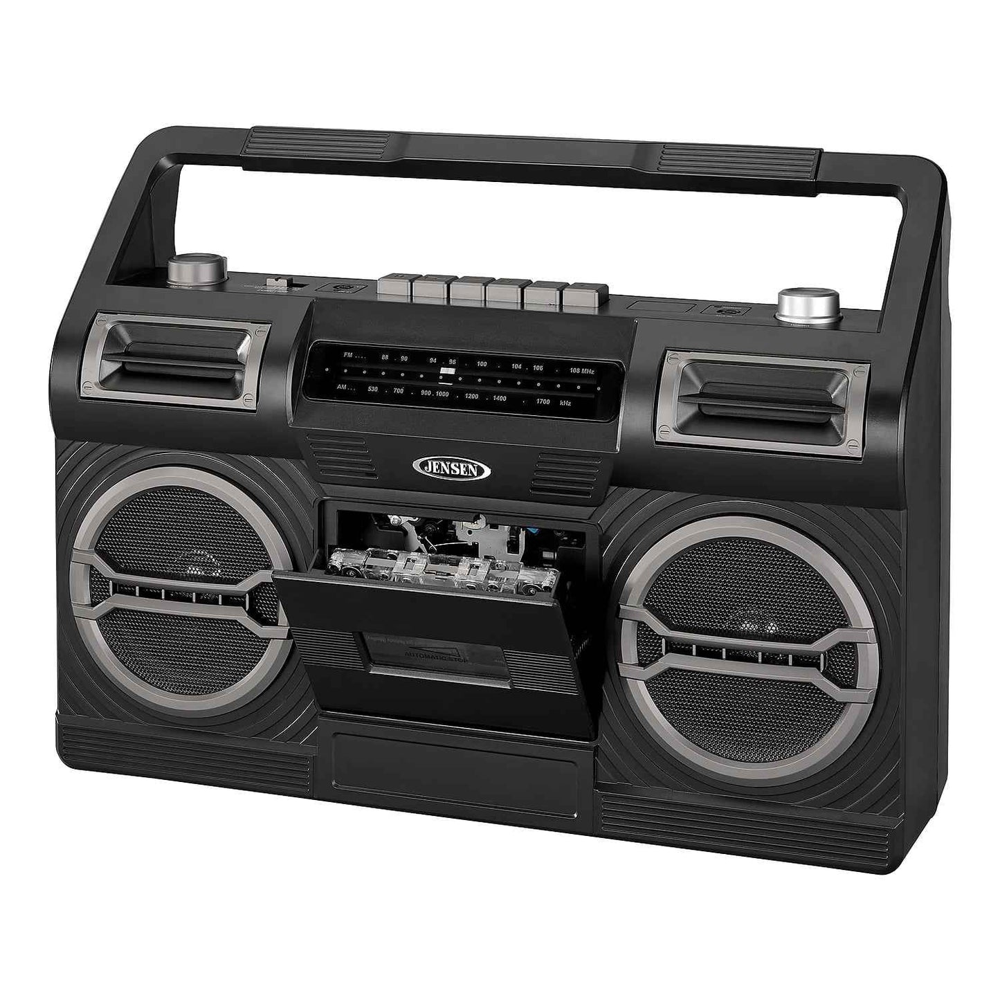 Jensen Cassette Tape Boombox: Black, MCR-500